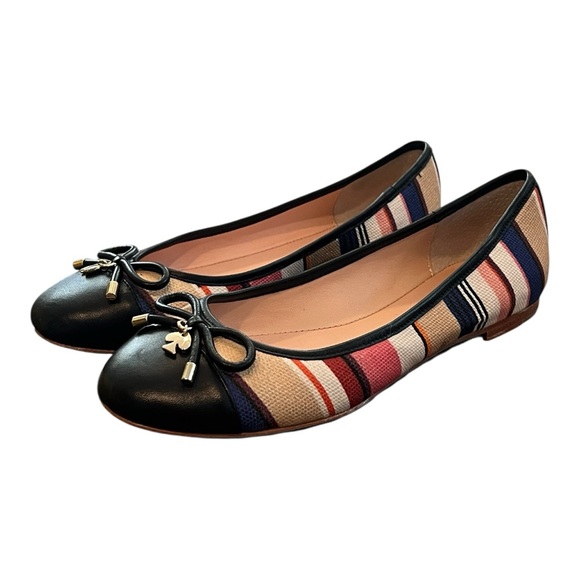 Kate Spade Striped Cap Toe Ballet Flats - Picture 1 of 6